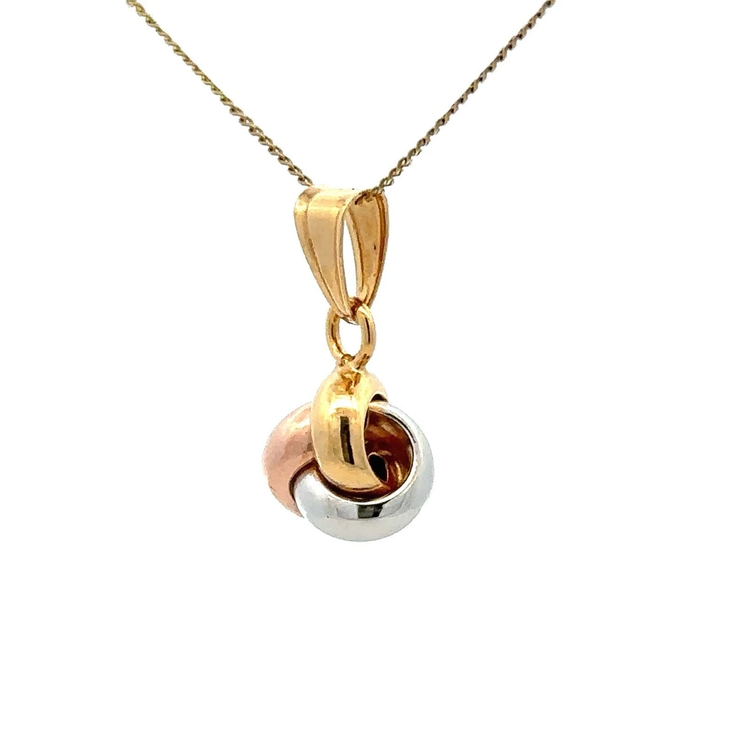 9Ct Tri-Tone Gold Love Knot Pendant