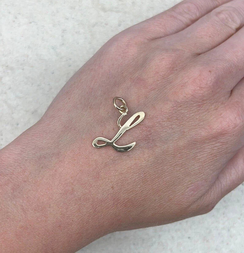 9Ct Yellow Gold 'L' Initial Charm Pendant