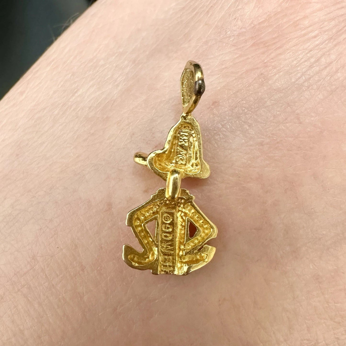 14Ct Yellow Gold Vintage Looney Tunes Daffy Duck Slider Charm Pendant