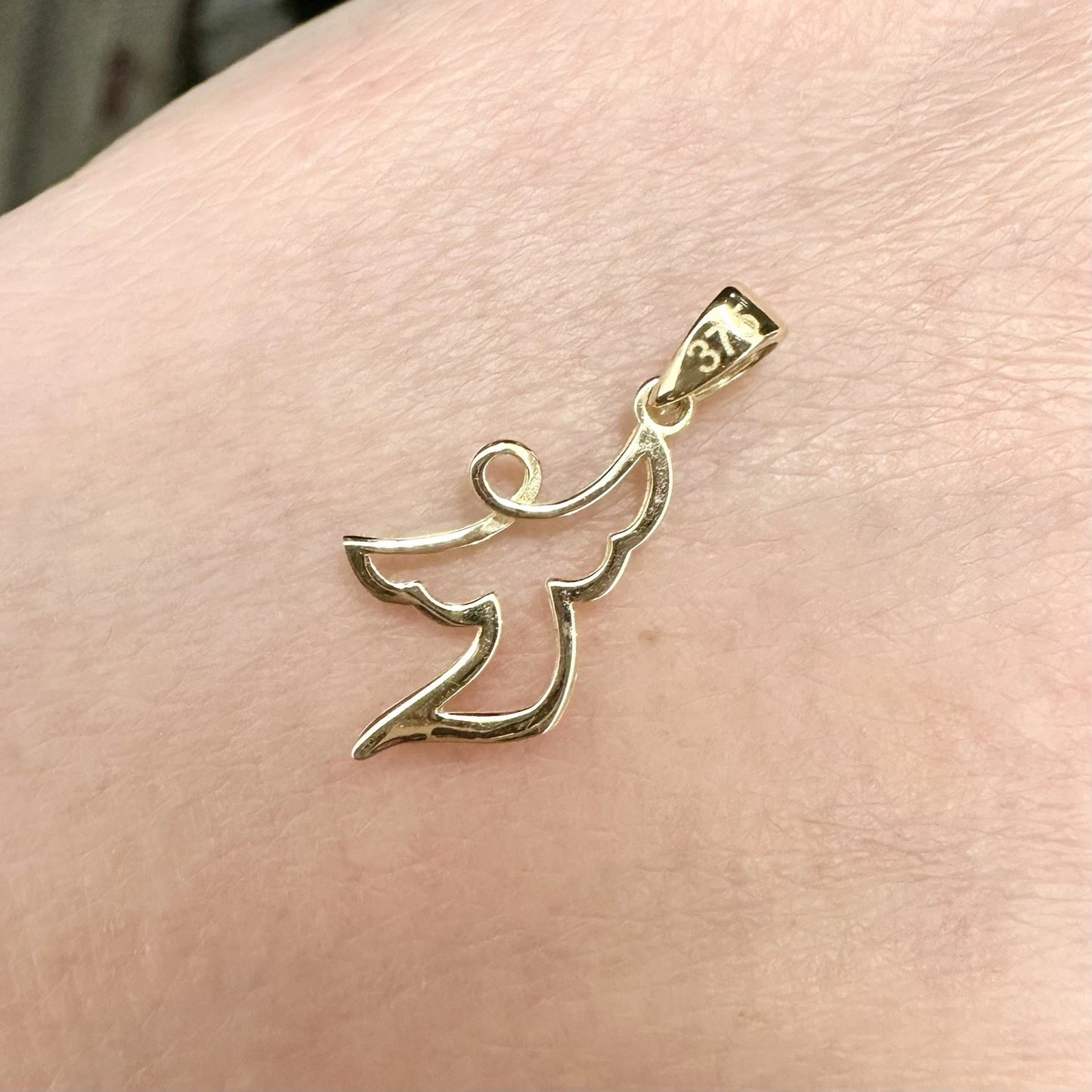 9Ct Yellow Gold Open Angel Pendant