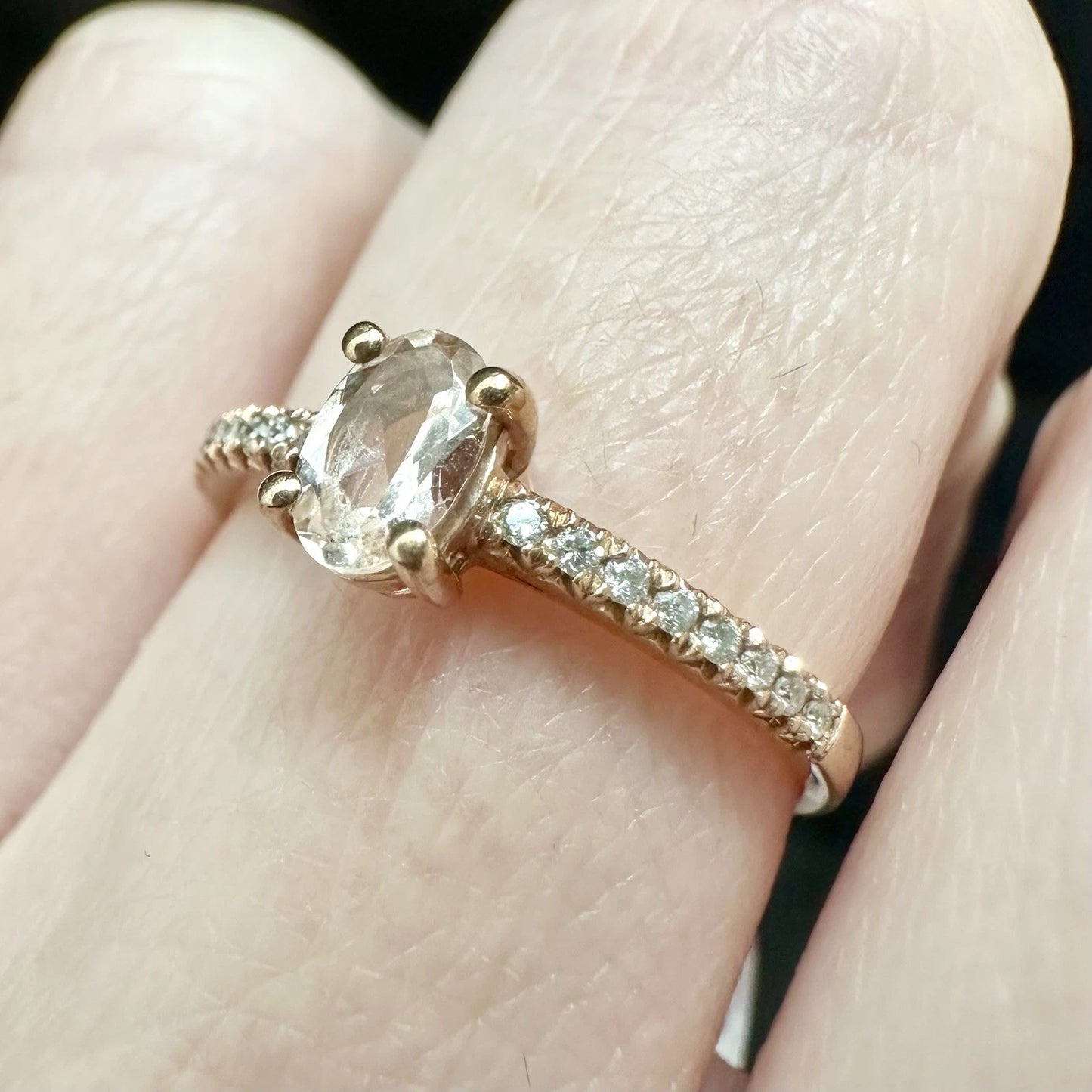 9Ct Rose Gold Morganite & .08 TW Diamond Dress Ring Sz N