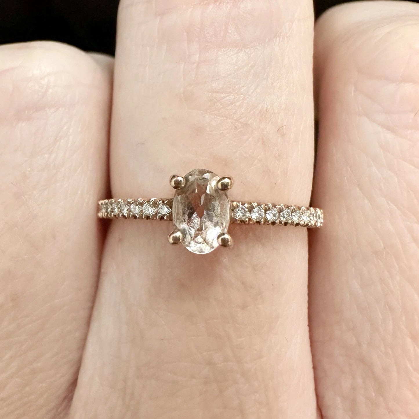 9Ct Rose Gold Morganite & .08 TW Diamond Dress Ring Sz N