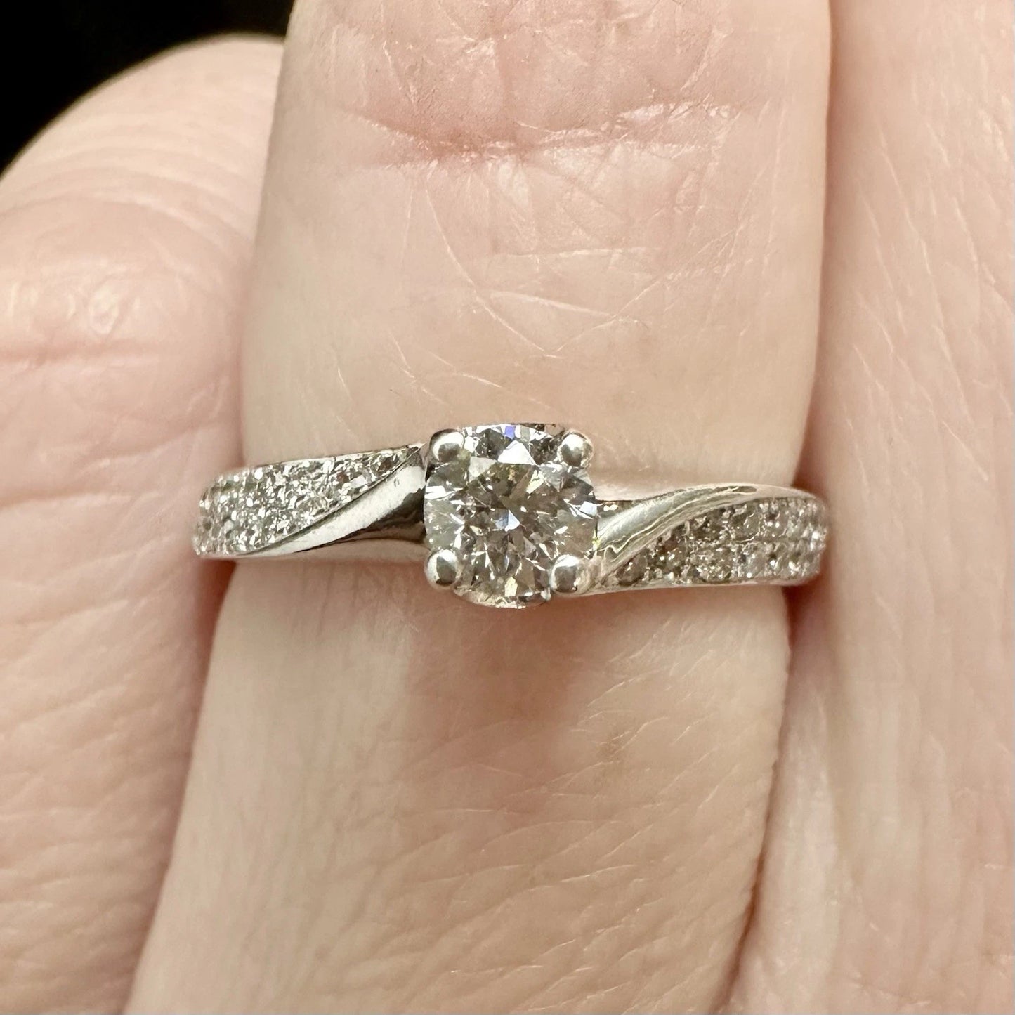 9Ct White Gold Brilliant Cut .30 Carat TW Diamond Ring Sz J