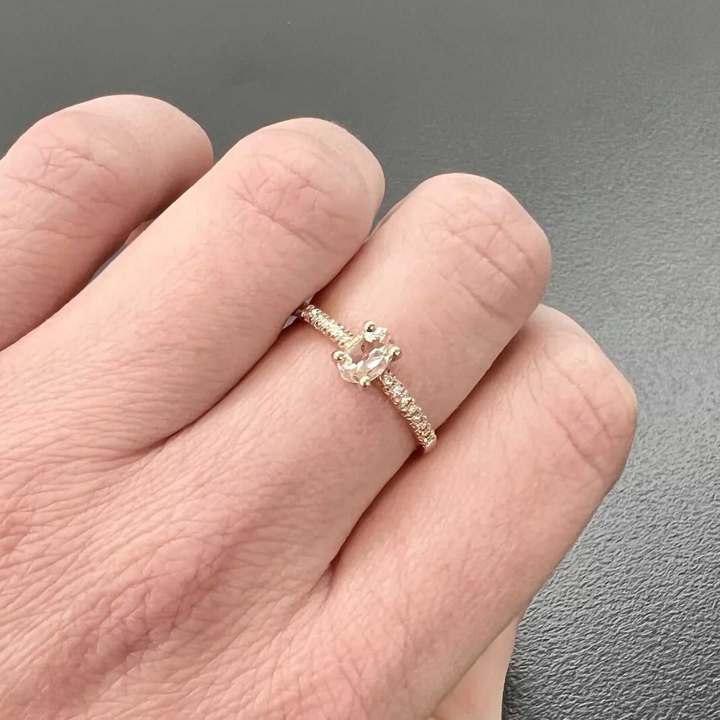 9Ct Rose Gold Morganite & .08 TW Diamond Dress Ring Sz N