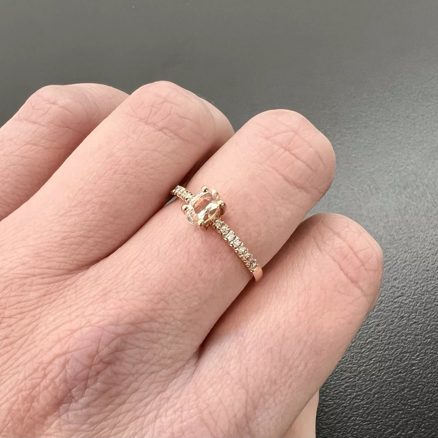 9Ct Rose Gold Morganite & .08 TW Diamond Dress Ring Sz N