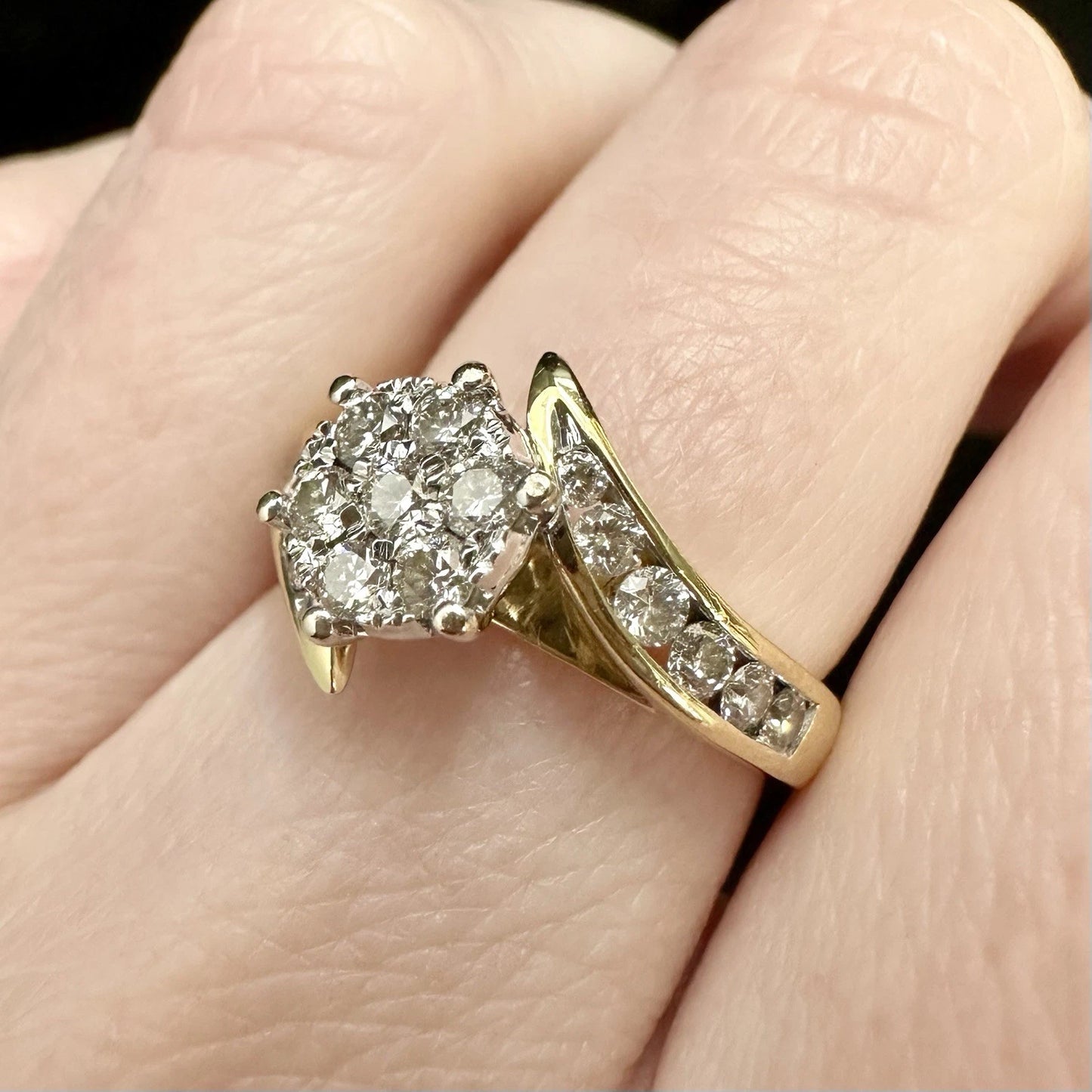 18Ct Yellow Gold .80Ct TW Diamond Split Shank Ring Sz M