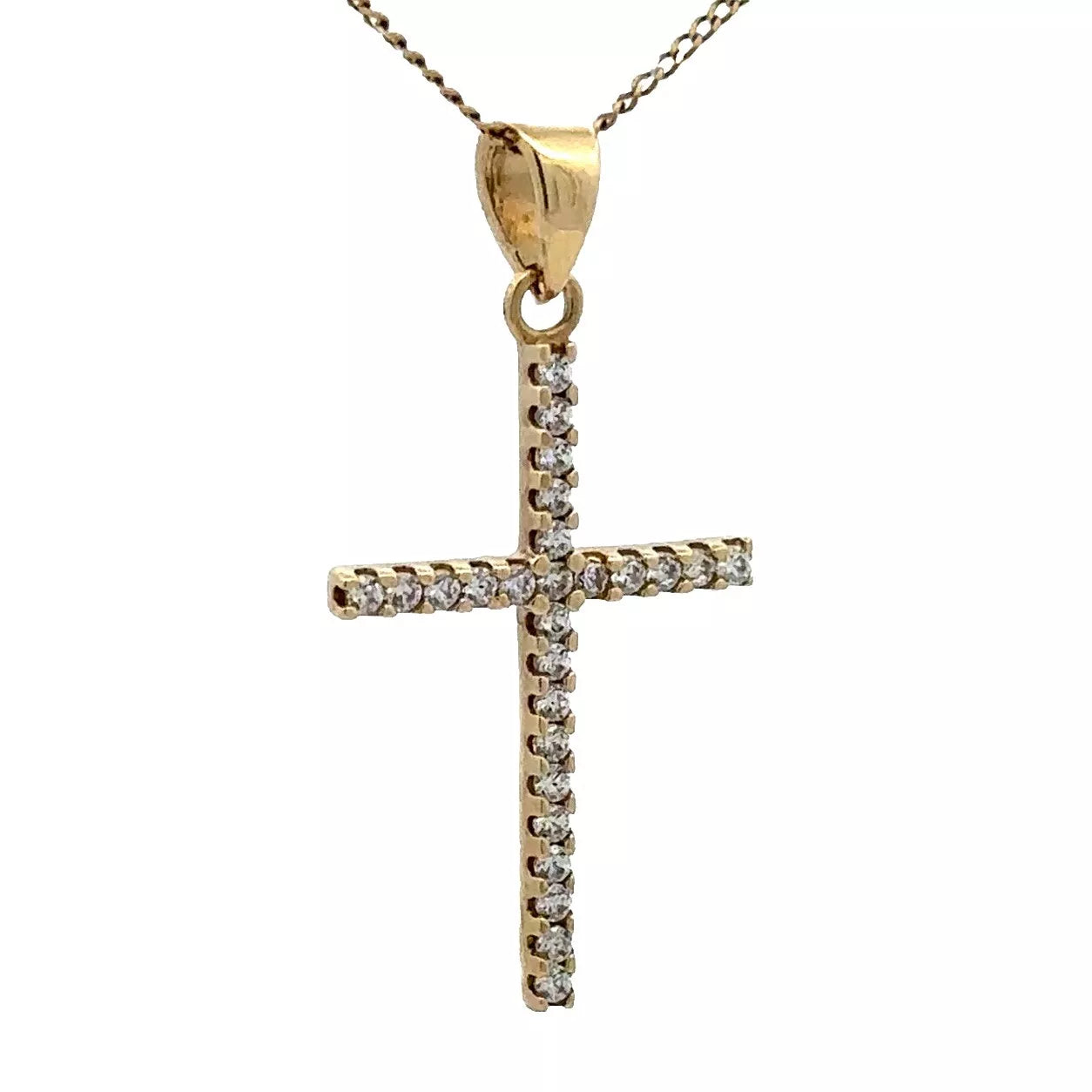 9Ct Yellow Gold CZ Set Cross Pendant