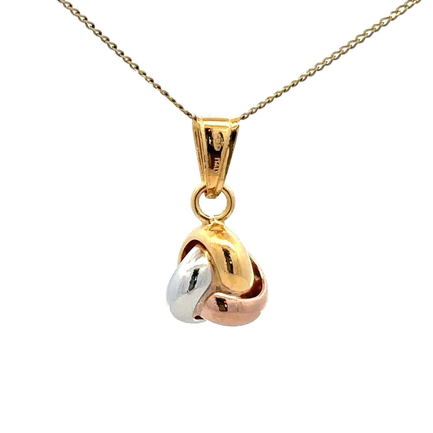 9Ct Tri-Tone Gold Love Knot Pendant