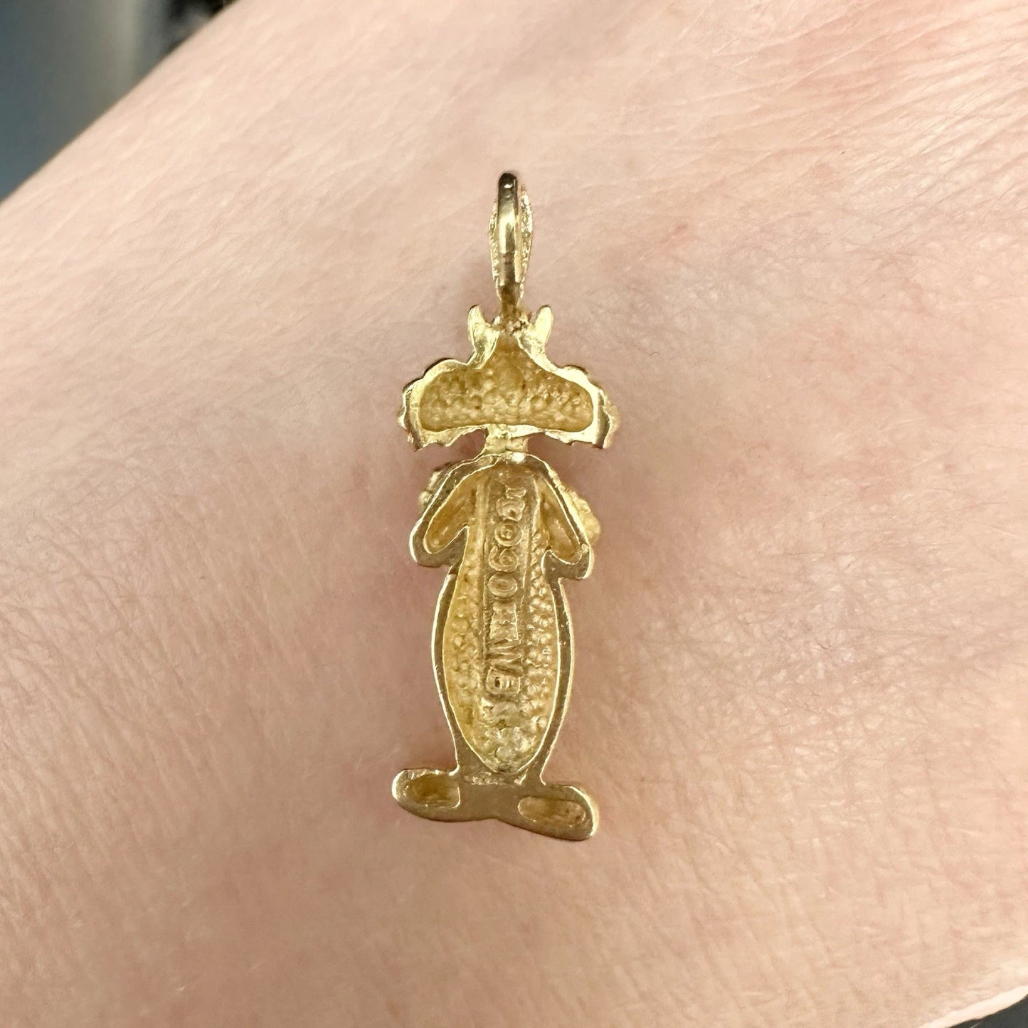 14Ct Yellow Gold Vintage Looney Tunes Sylvester The Cat Slider Charm Pendant