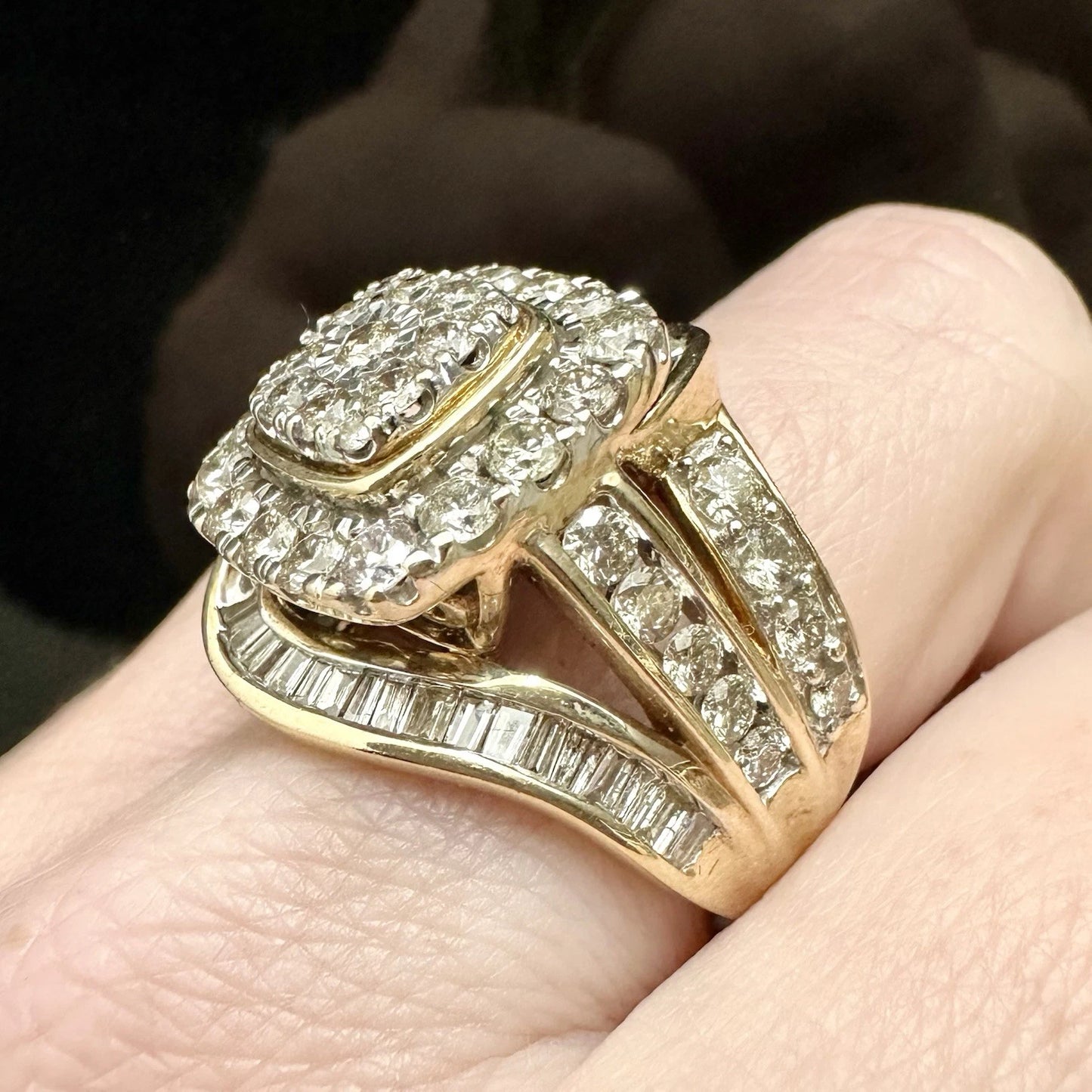 9Ct Yellow Gold 3 Carat TW Multi-Diamond Dress Ring Sz M 1/2