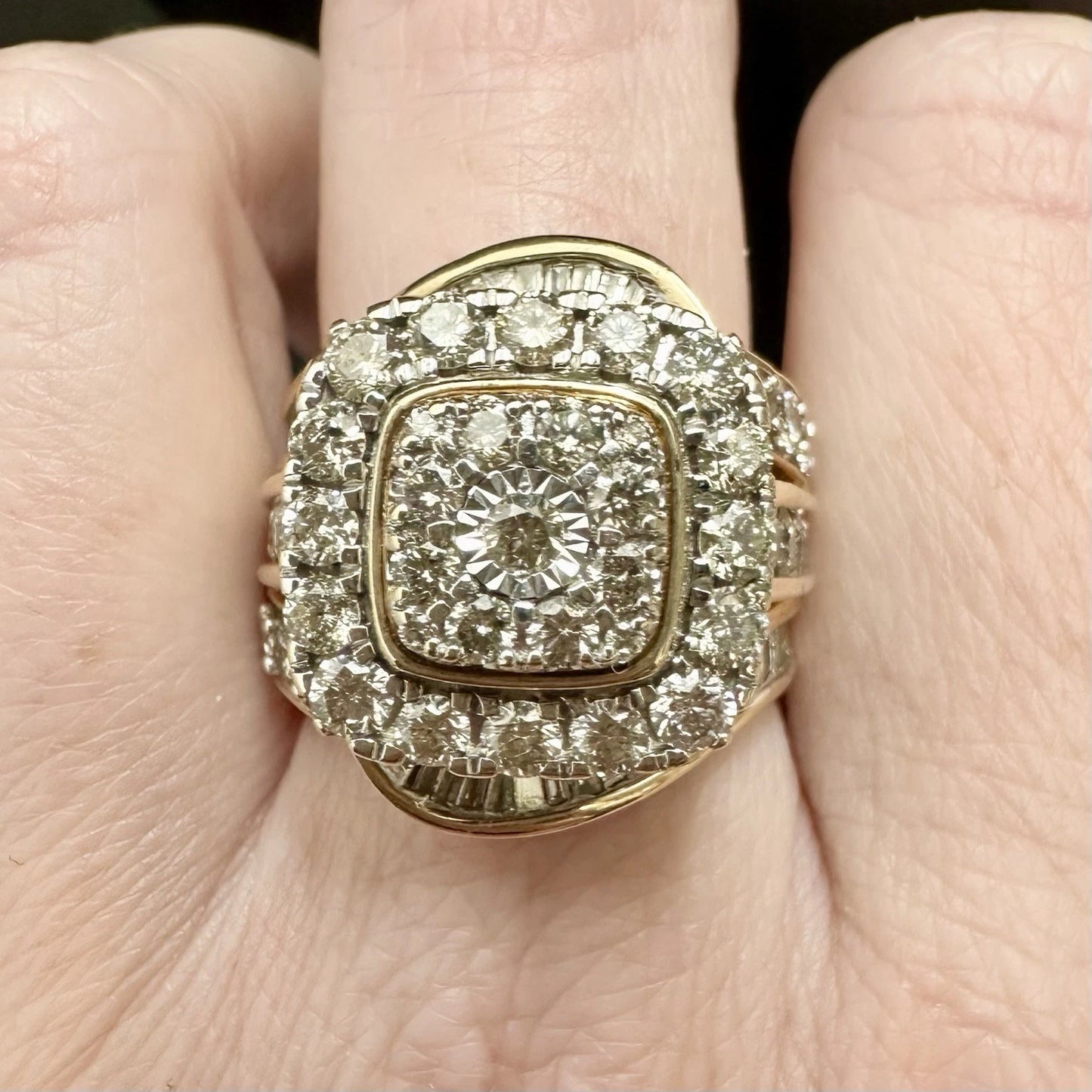 9Ct Yellow Gold 3 Carat TW Multi-Diamond Dress Ring Sz M 1/2