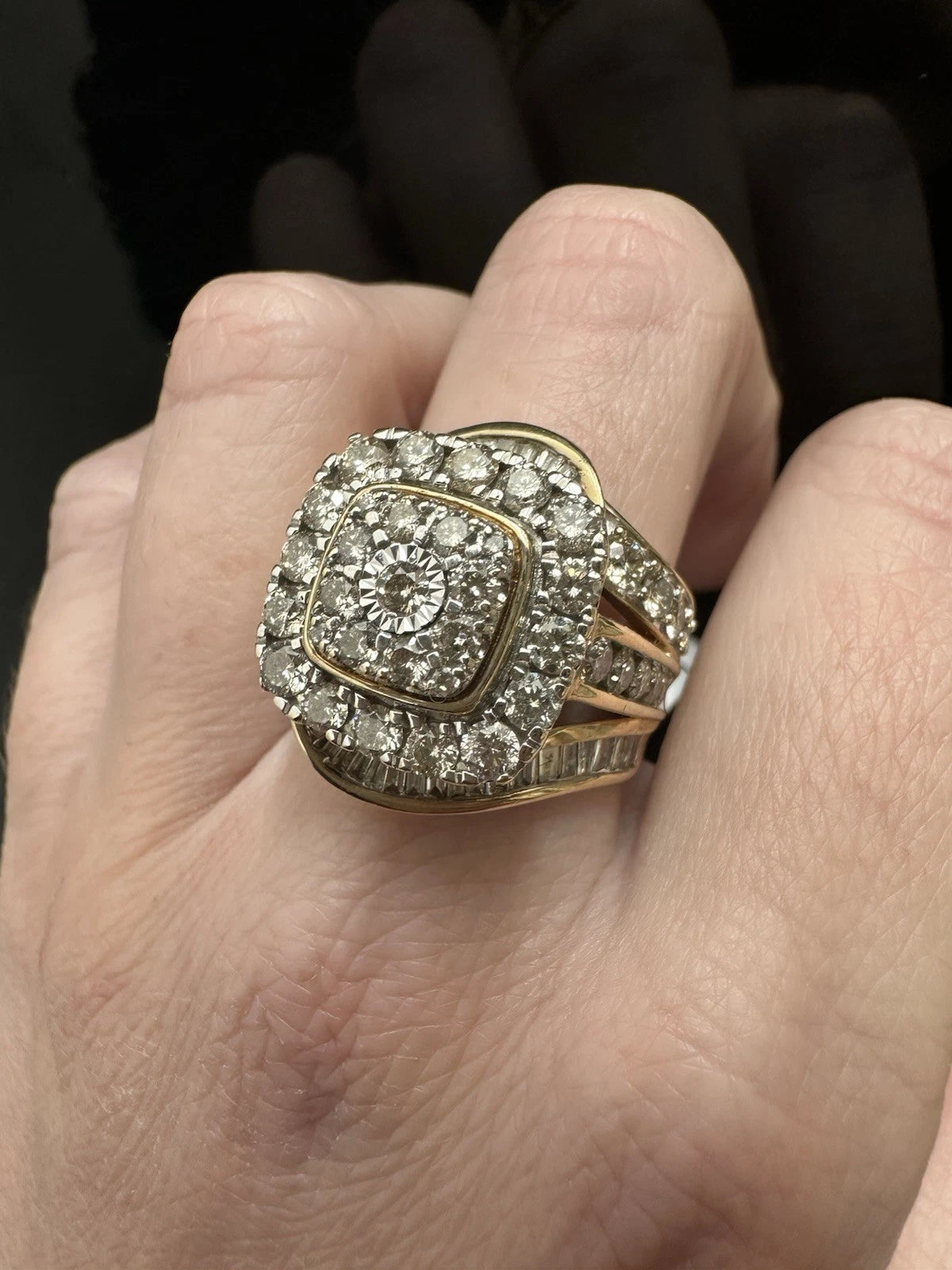 9Ct Yellow Gold 3 Carat TW Multi-Diamond Dress Ring Sz M 1/2