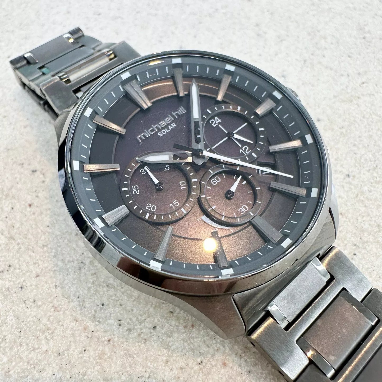 Michael Hill Solar Powered Chronograph Men's Black Toned Stainless Steel Watch