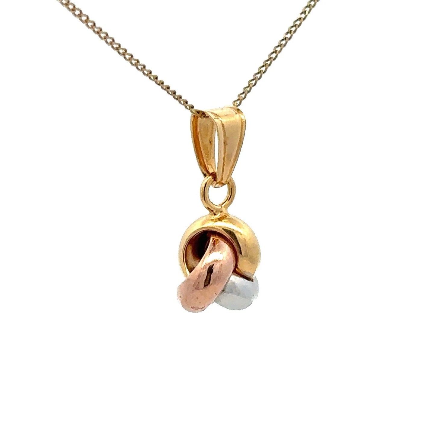 9Ct Tri-Tone Gold Love Knot Pendant