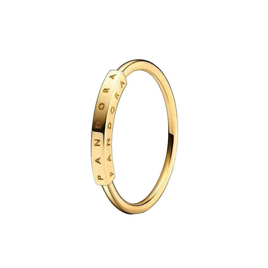 14Ct Yellow Gold Pandora Signature I-D Band Ring #152230C00 - Size 56 - Retired