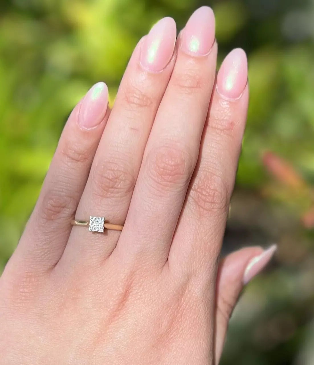 9Ct Yellow Gold Illusion Set Diamond Ring Sz Q
