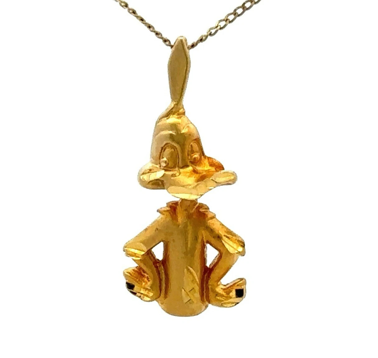 14Ct Yellow Gold Vintage Looney Tunes Daffy Duck Slider Charm Pendant