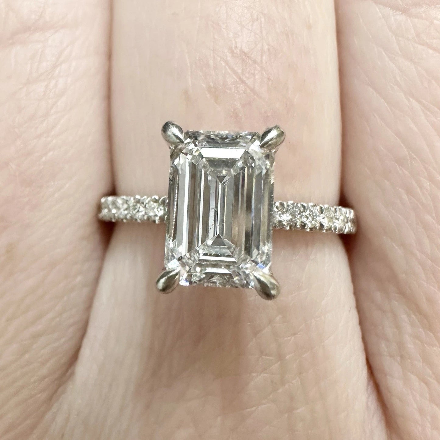 Platinum Emerald Cut 2.14 Carat TW Laboratory Grown Diamond Ring Sz L 1/2