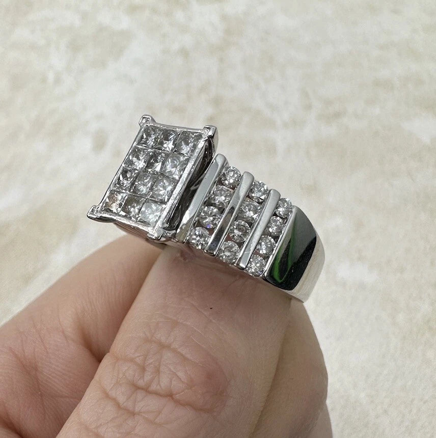 14Ct White Gold 2.00 Carat TW Multi Diamond Dress Ring Sz O WITH VALUATION
