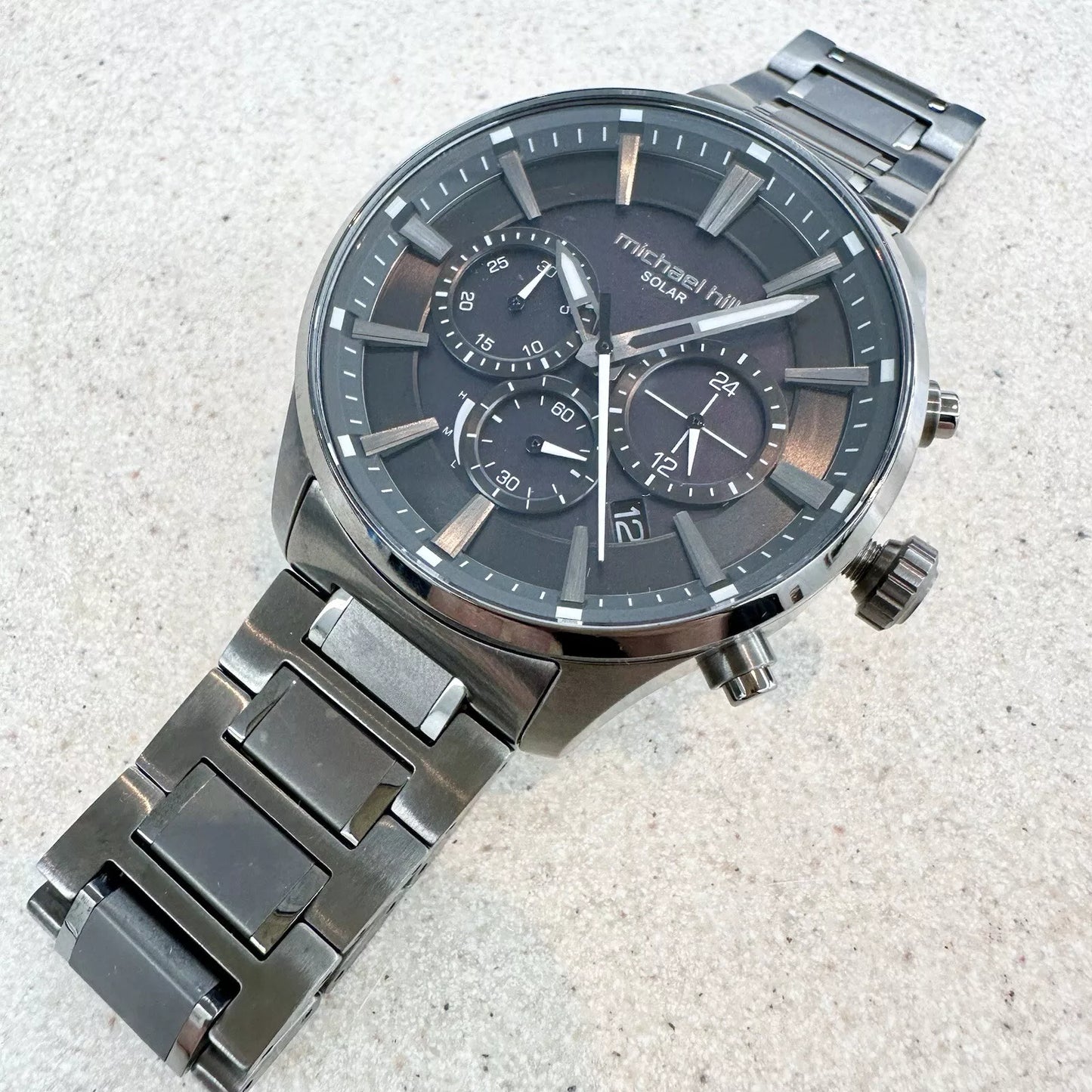 Michael Hill Solar Powered Chronograph Men's Black Toned Stainless Steel Watch