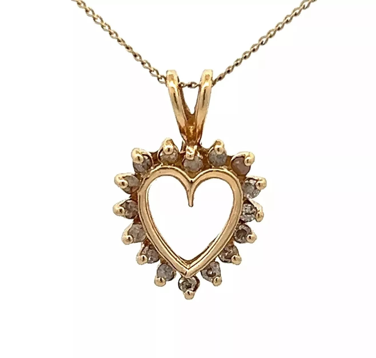 10Ct Yellow Gold 1/4 Carat TW Diamond Heart Charm Pendant
