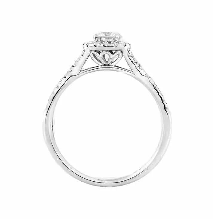 14Ct White Gold .70Ct TW Halo Diamond Ring Sz O
