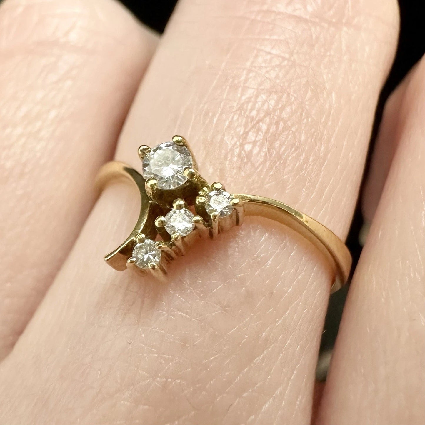 18Ct Yellow Gold .15 Carat TW Diamond Dress Ring Sz N 1/2
