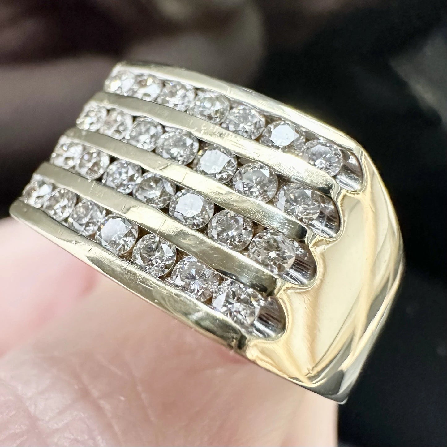 10Ct Yellow Gold 1.00 Carat TW Diamond Men's Signet Ring Sz V 1/2