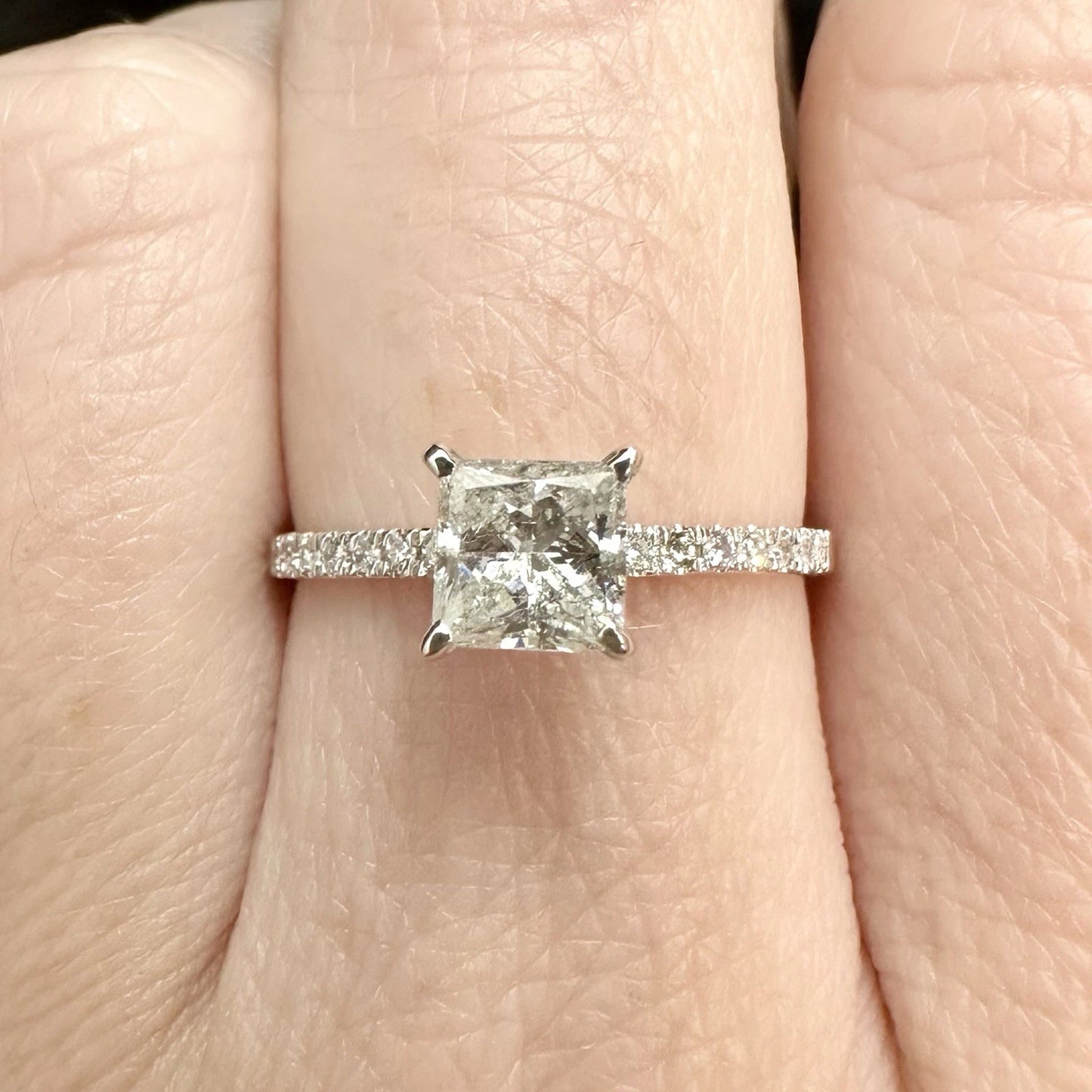14Ct White Gold 1Ct Solitaire Princess Cut Diamond Ring