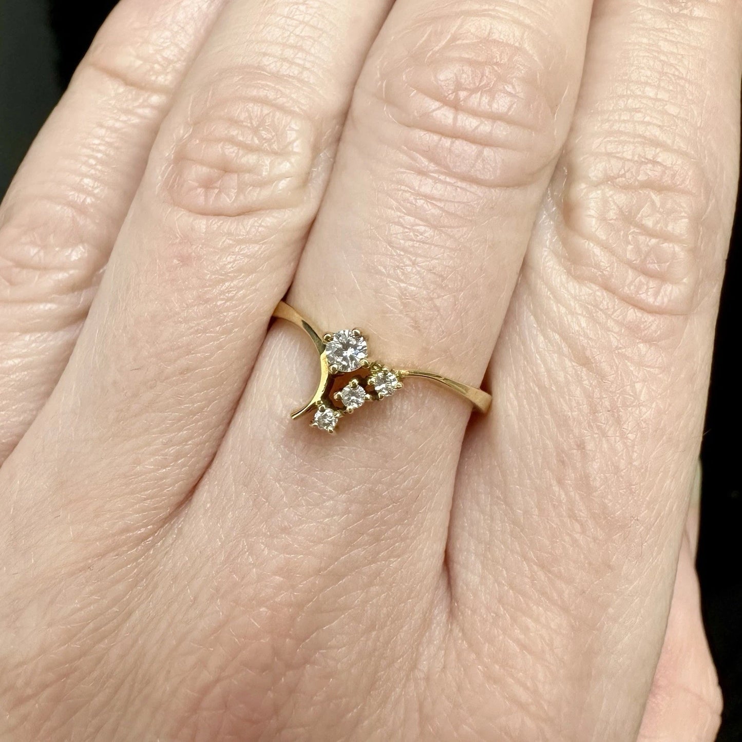18Ct Yellow Gold .15 Carat TW Diamond Dress Ring Sz N 1/2