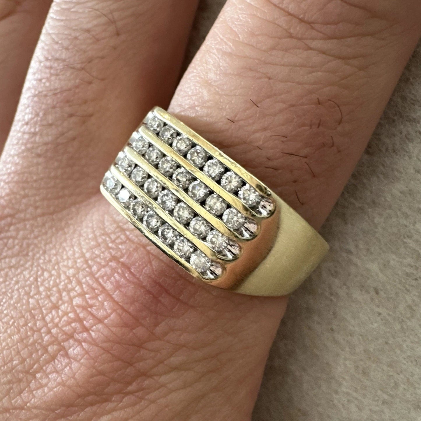 10Ct Yellow Gold 1.00 Carat TW Diamond Men's Signet Ring Sz Z+3