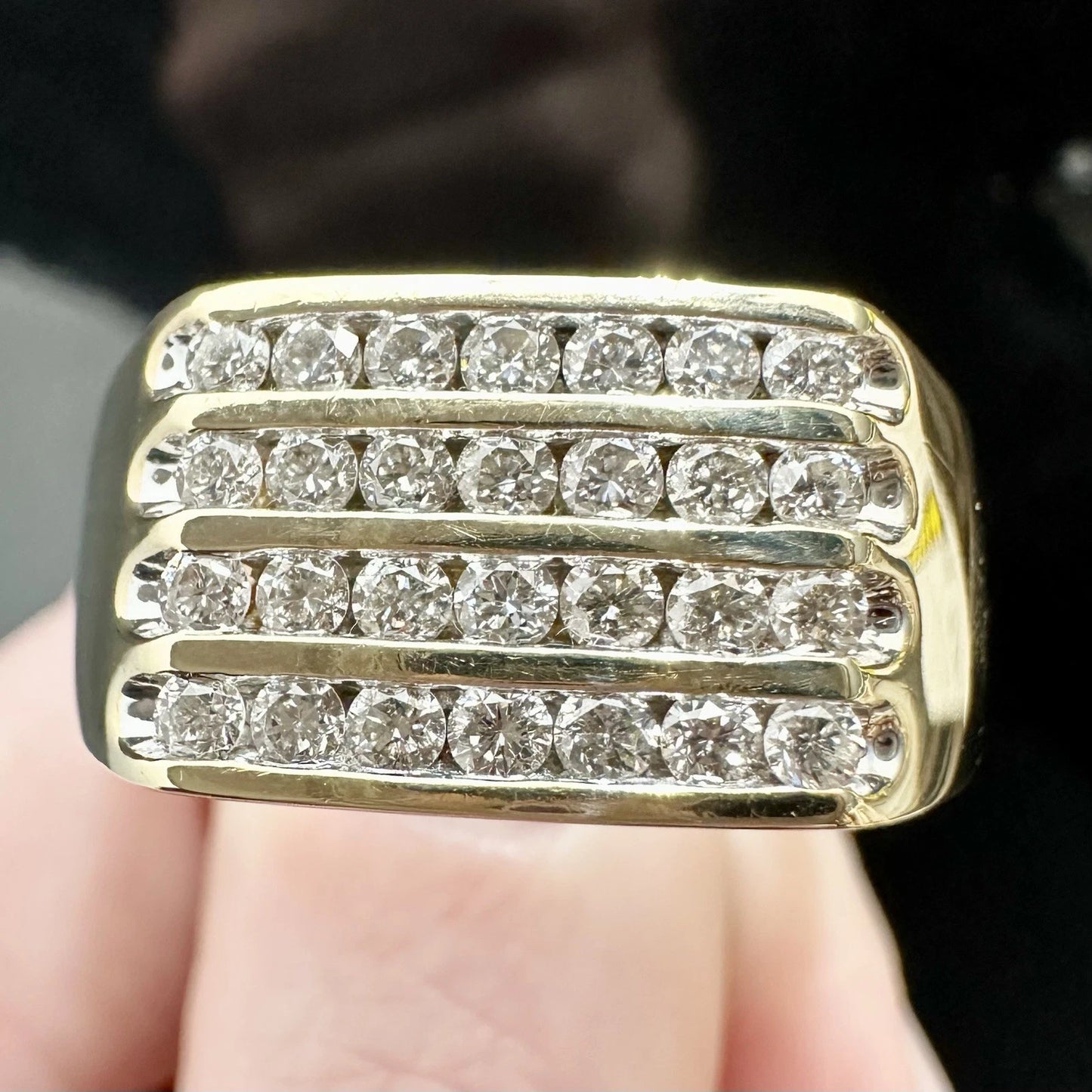 10Ct Yellow Gold 1.00 Carat TW Diamond Men's Signet Ring Sz Z+3