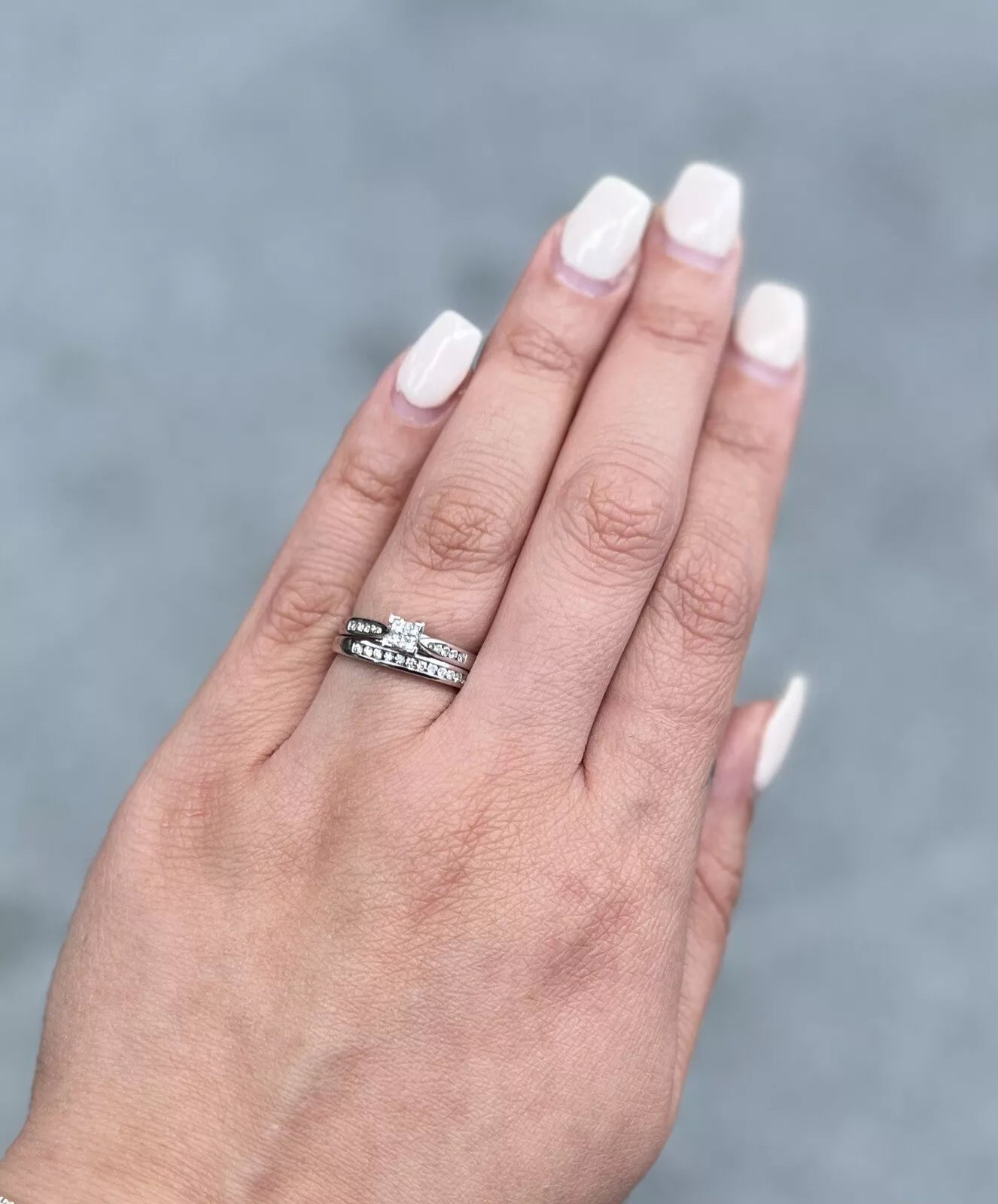 9Ct White Gold 0.33 Carat TW Diamond Bridal Ring Set