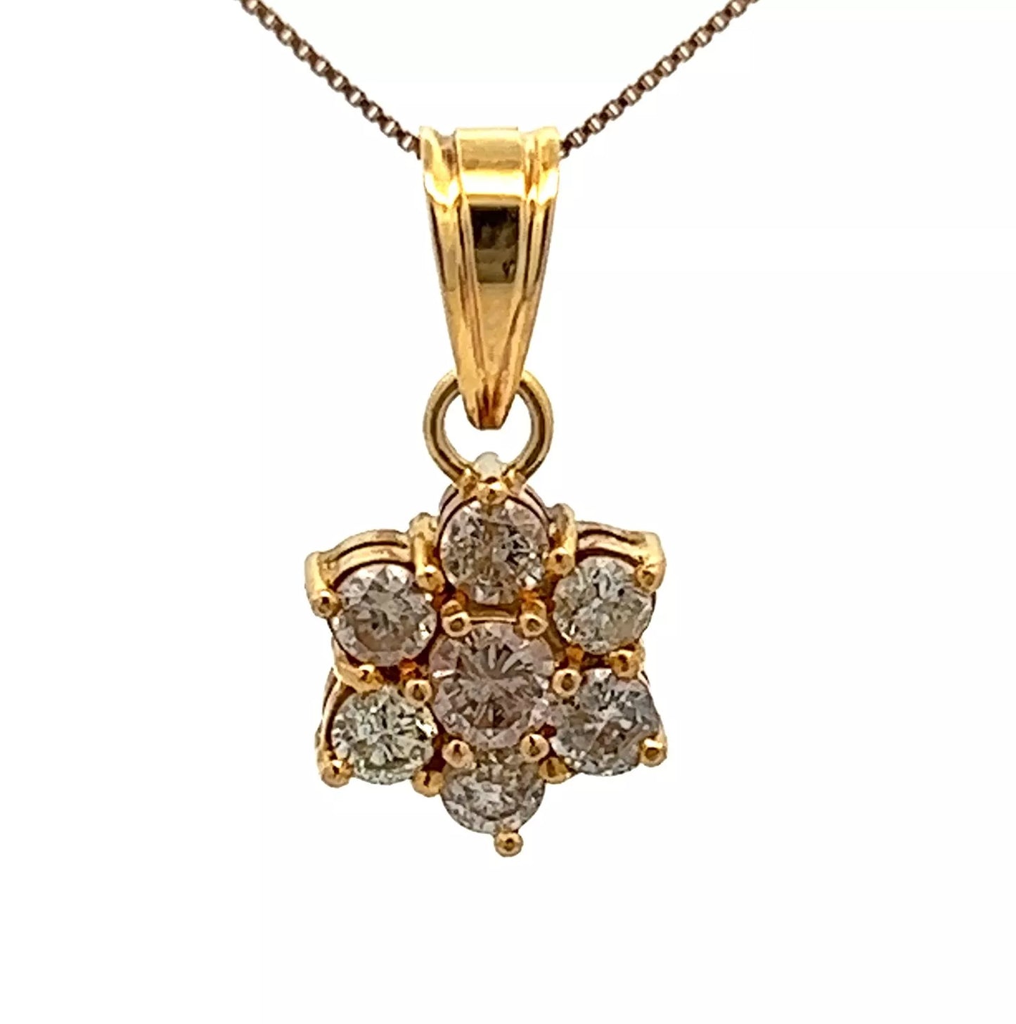 14Ct Yellow Gold .80 Carat Diamond Cluster Pendant
