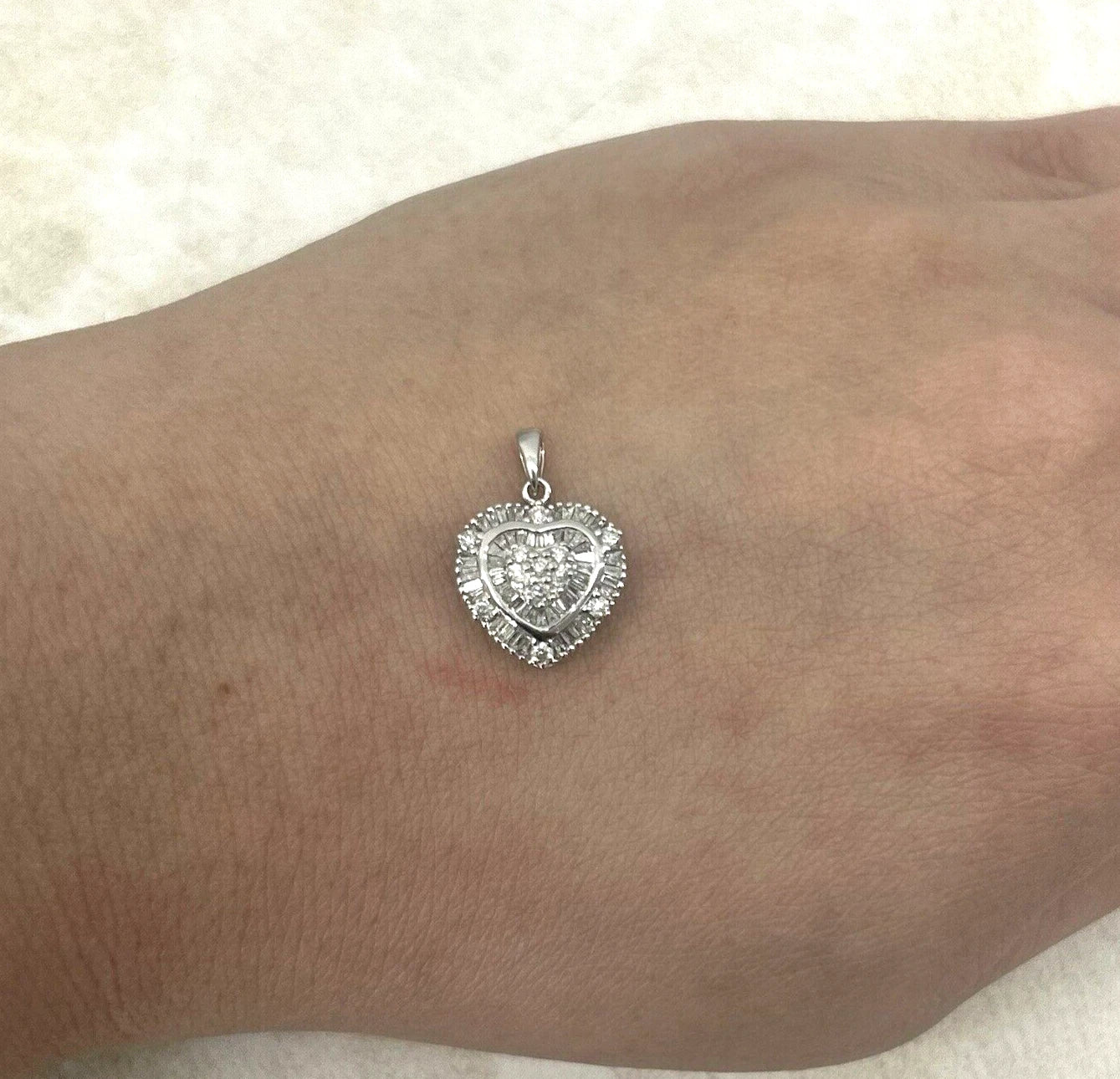 18Ct White Gold .35 Carat TW Diamond Heart Charm Pendant