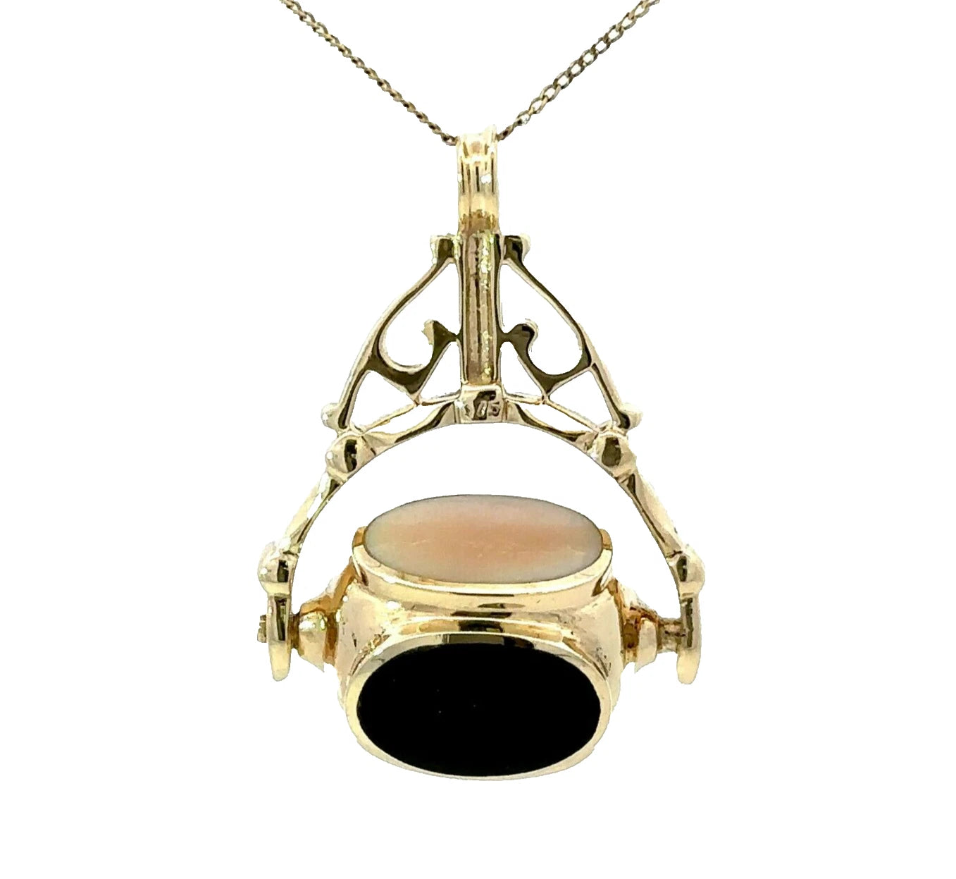 9Ct Yellow Gold Vintage Victorian Era 4 Stone Swivel Pendant