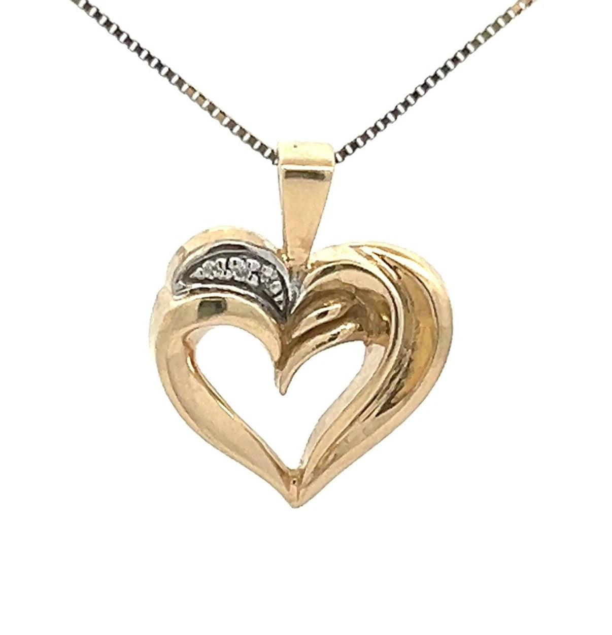 9Ct Yellow Gold Diamond Accent Heart Charm Pendant