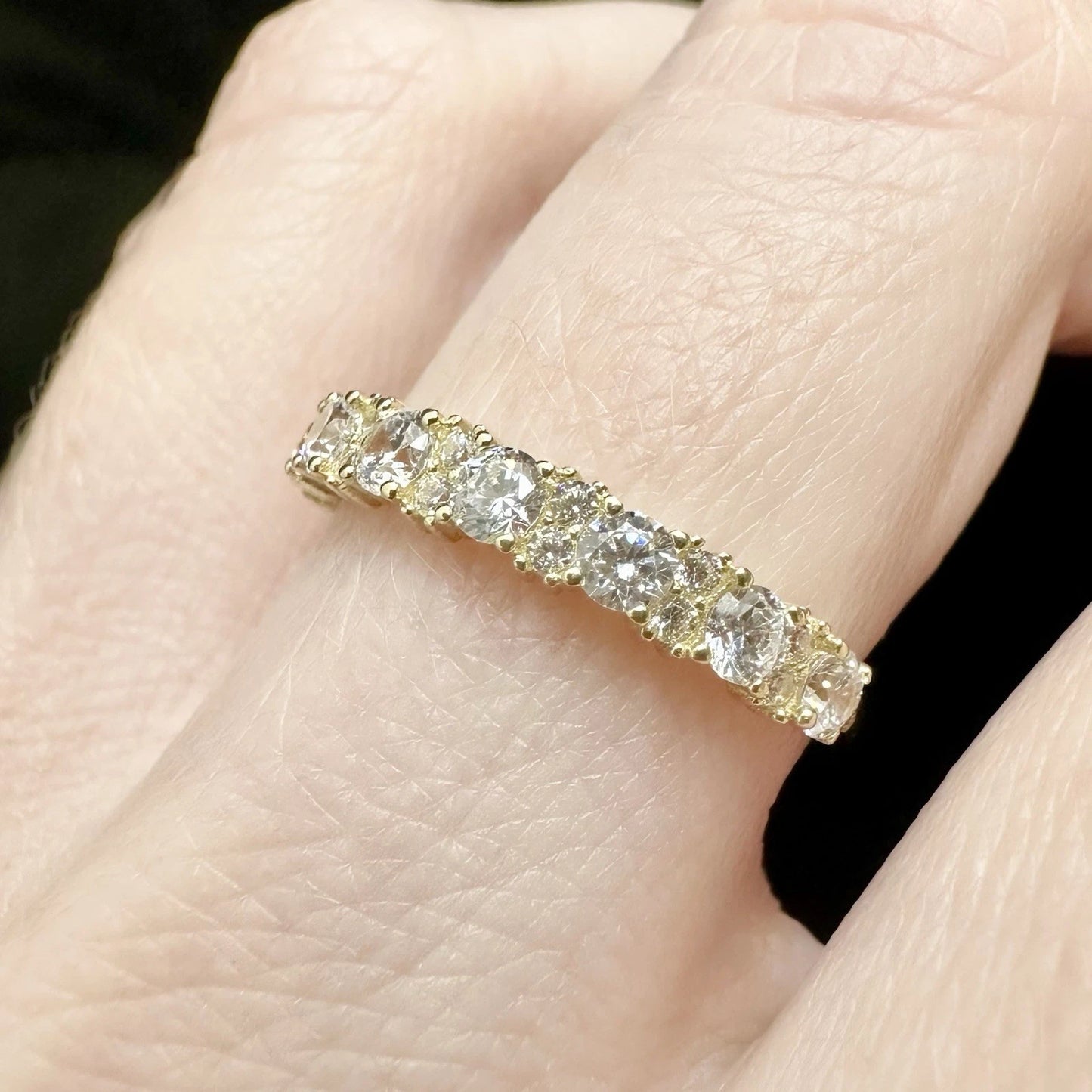 9Ct Yellow Gold 1/2Ct TW Diamond Simulant Band Ring Sz O