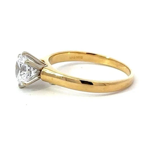 14Ct Yellow Gold 1 Ct TW Diamond Simulant Solitaire Engagement Ring - Sz N 1/2