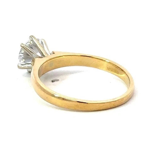 14Ct Yellow Gold 1 Ct TW Diamond Simulant Solitaire Engagement Ring - Sz N 1/2