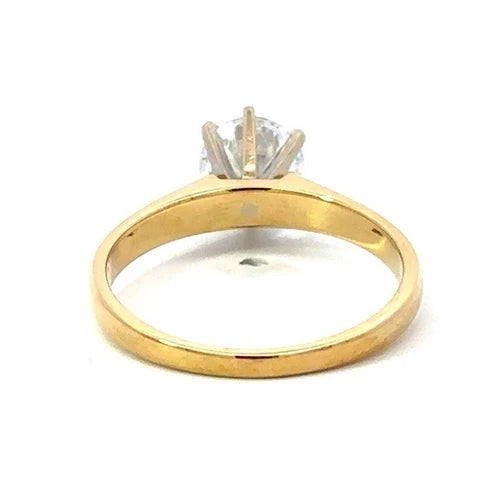 14Ct Yellow Gold 1 Ct TW Diamond Simulant Solitaire Engagement Ring - Sz N 1/2