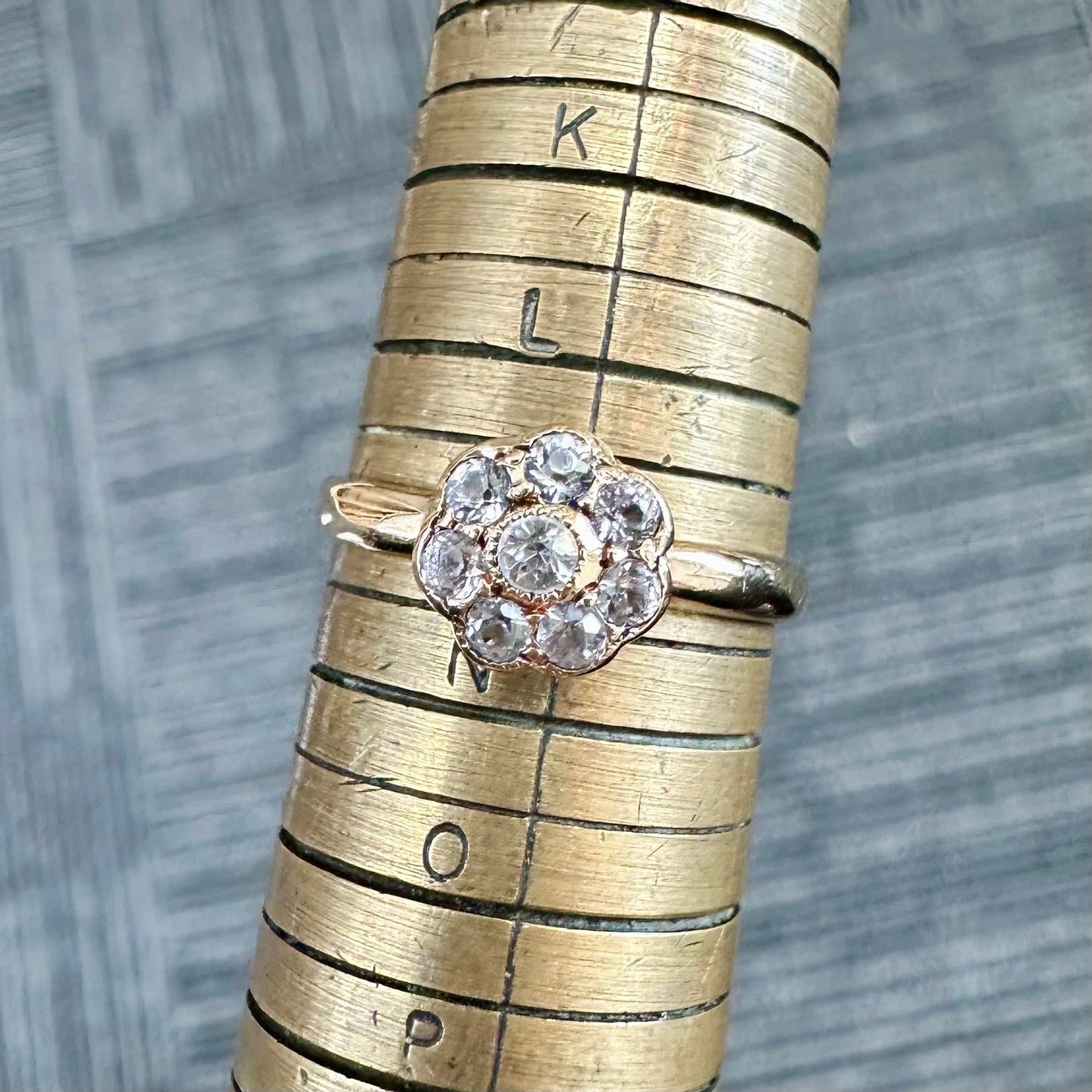 15Ct Yellow Gold Vintage .30Ct TW Diamond Simulant Dress Ring Sz M 1/2