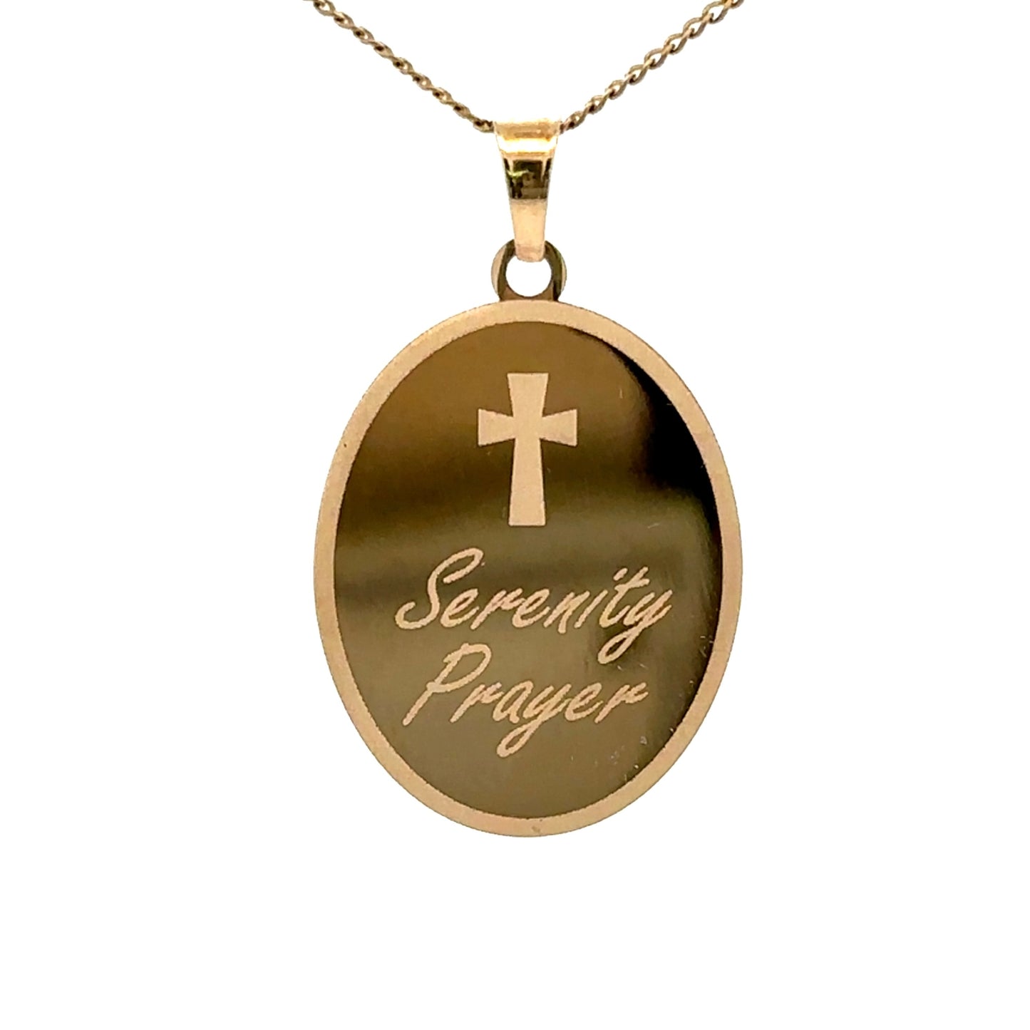 9Ct Yellow Gold God Grant Me The Serenity Prayer Double-Sided Pendant
