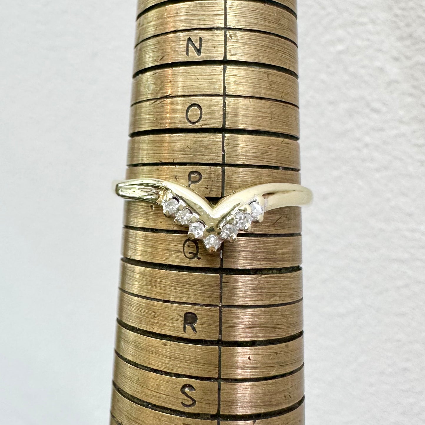 9Ct Yellow Gold .07Ct TW Diamond Wishbone Ring Sz P