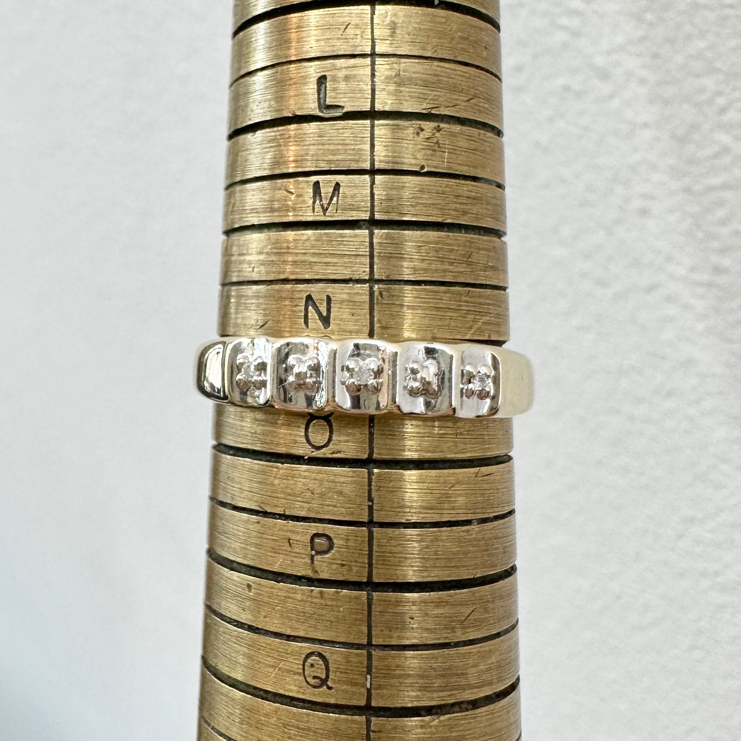 10Ct Two-Tone Gold .015 TW Diamond Set Band Ring Sz N 1/2