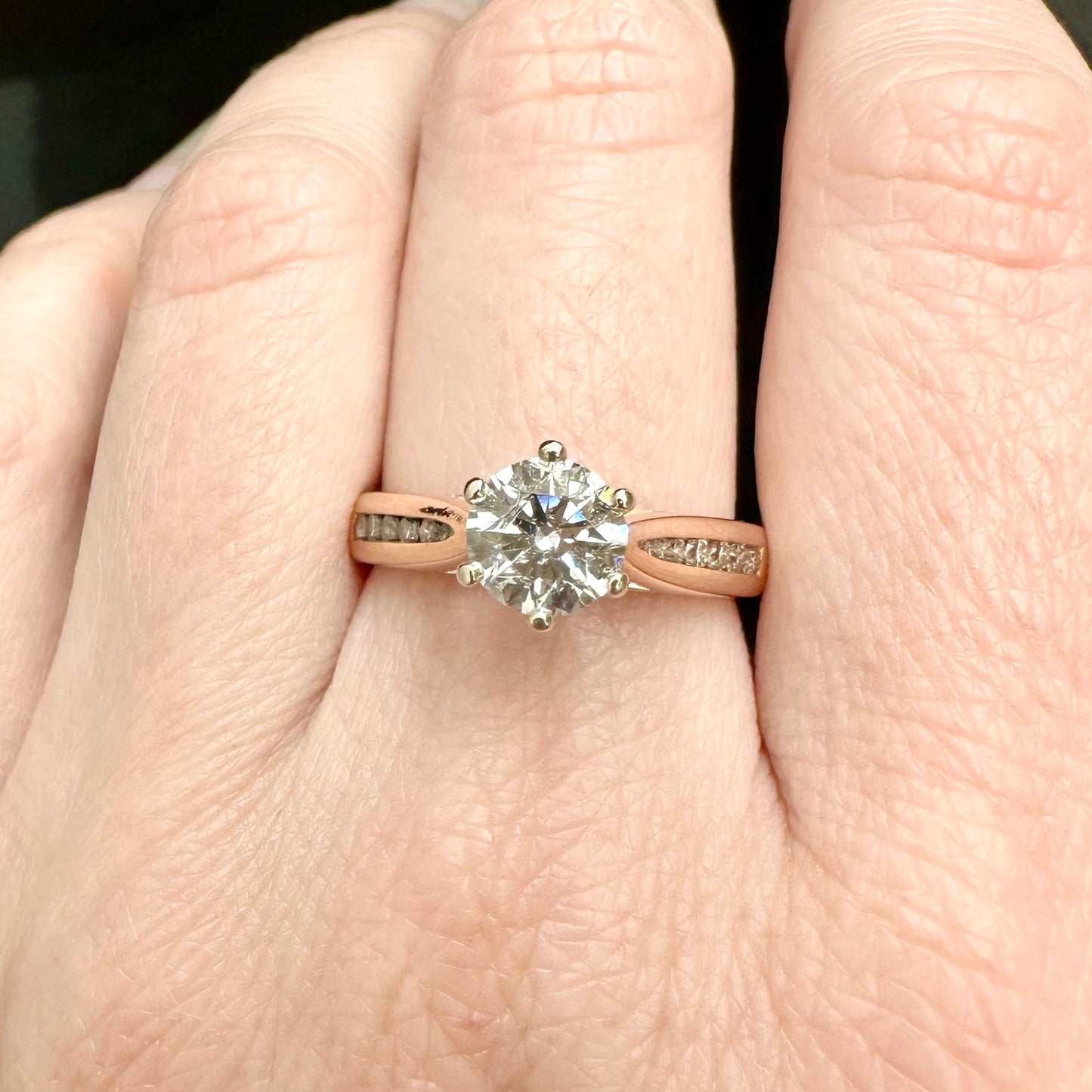 18Ct Rose Gold 1.32Ct TW Diamond Engagement Ring Sz P 1/2