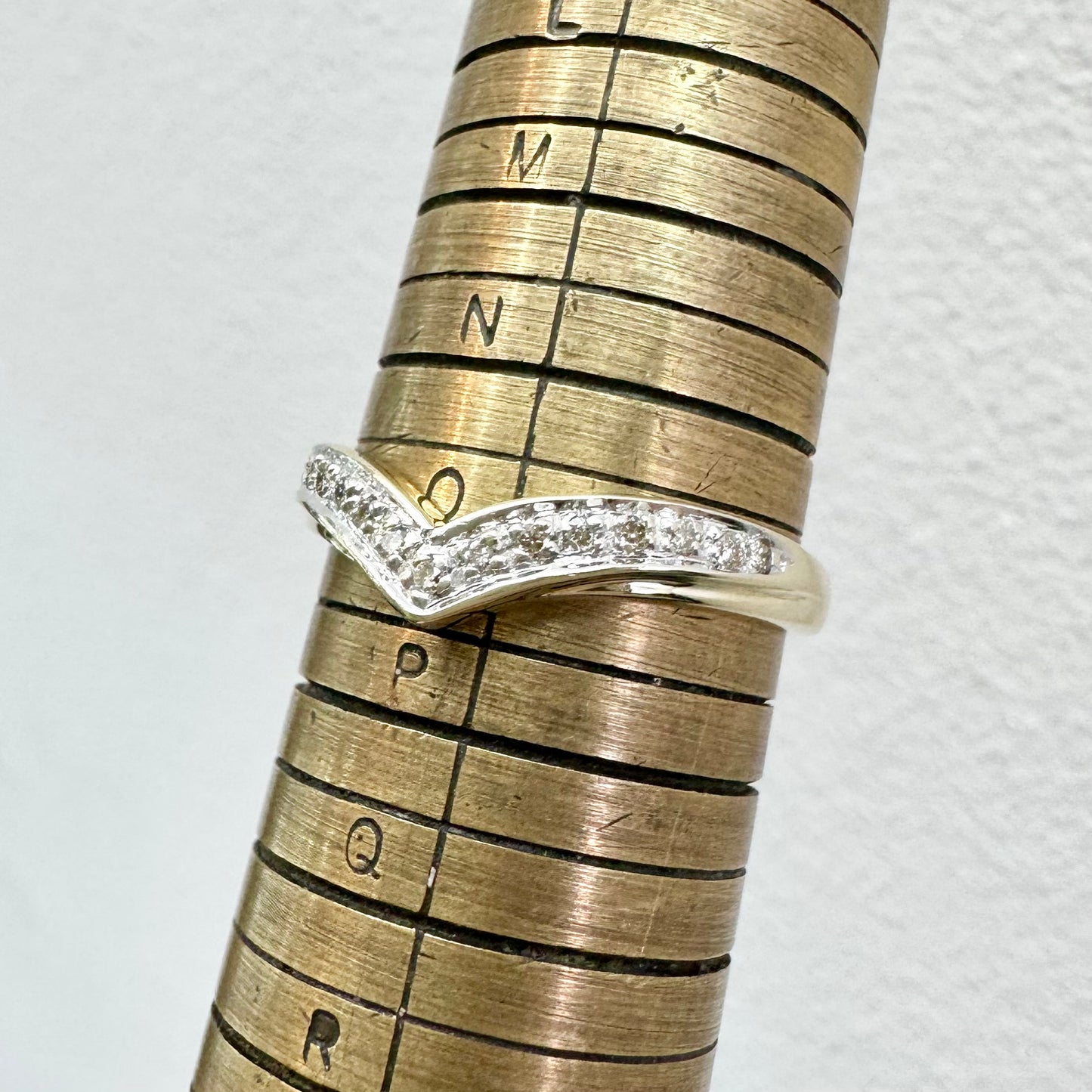 9Ct Yellow Gold .07Ct TW Diamond Wishbone Ring Sz O