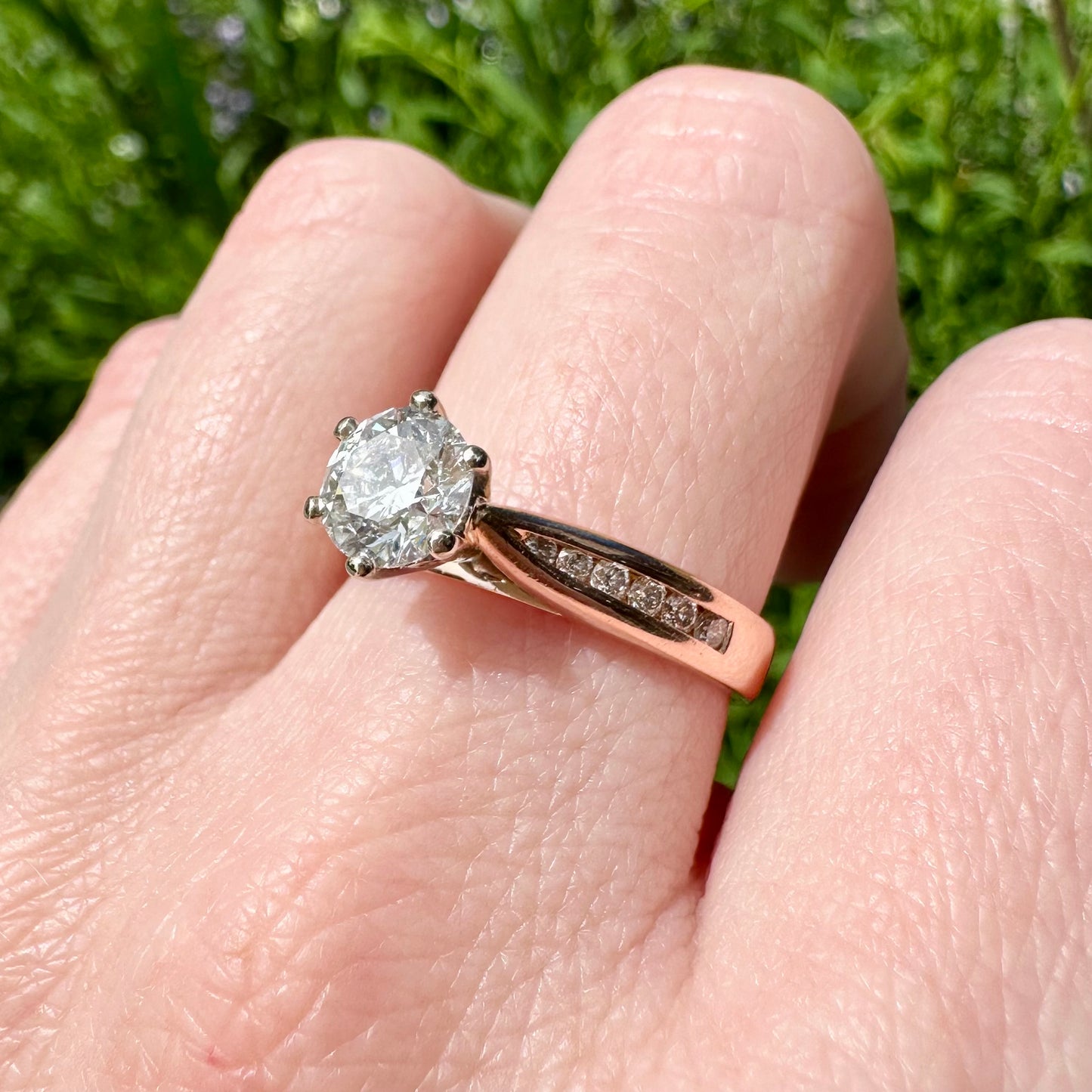 18Ct Rose Gold 1.32Ct TW Diamond Engagement Ring Sz P 1/2