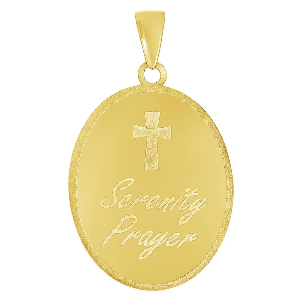 9Ct Yellow Gold God Grant Me The Serenity Prayer Double-Sided Pendant