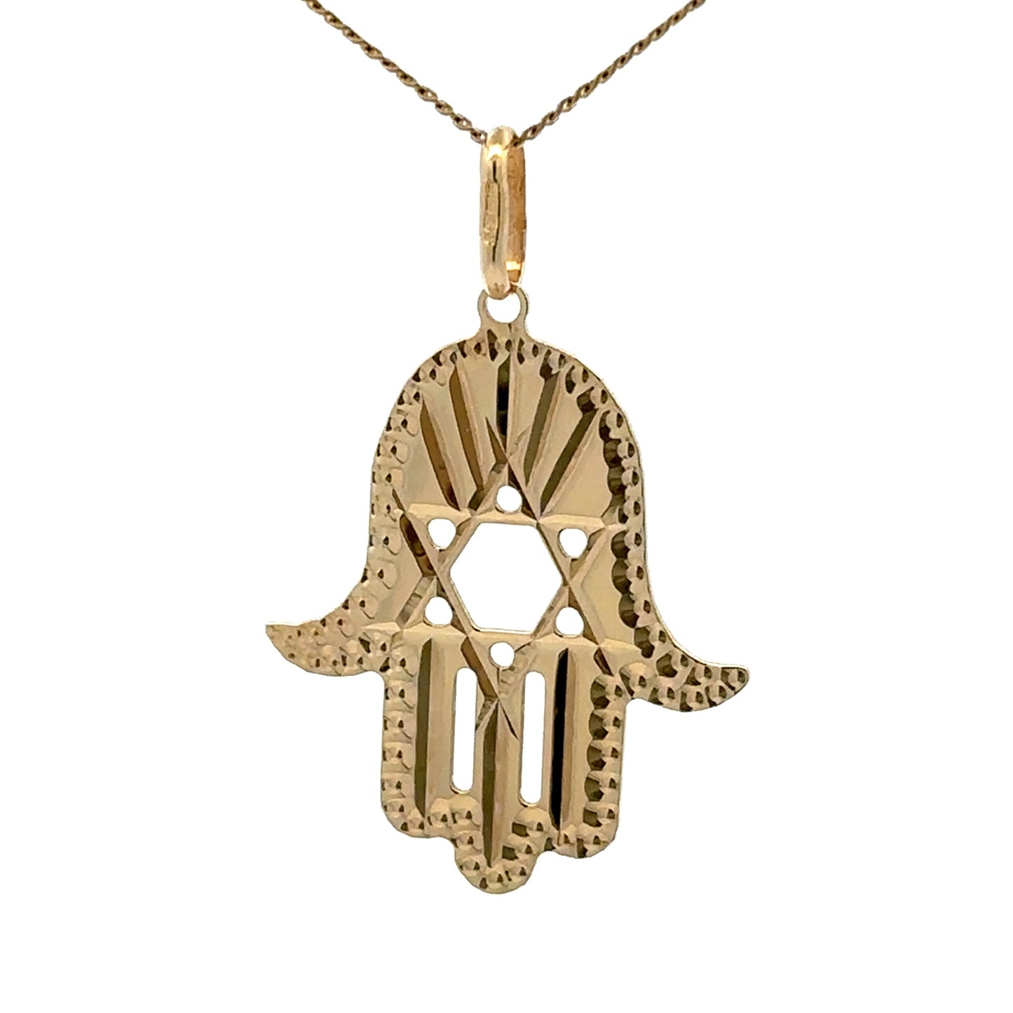 9Ct Yellow Gold Hand of Fatima Pendant